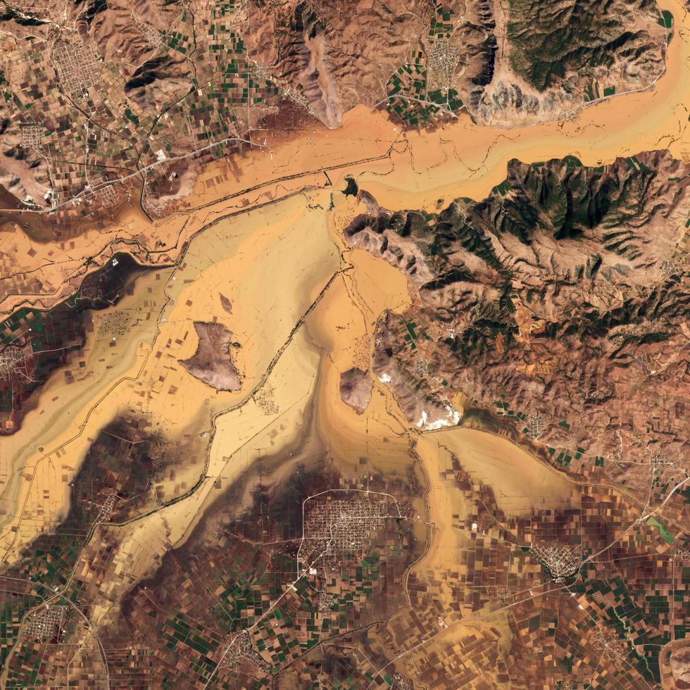 Foto satelital de las inundaciones en Palamas, región de Thessaly, en el centro de Grecia, el 10 de septiembre de 2023.