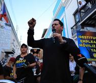 El secretario general del Partido Independentista Puertoriqueño, Juan Dalmau, estuvo presente en la manifestación en contra de la empresa LUMA Energy.