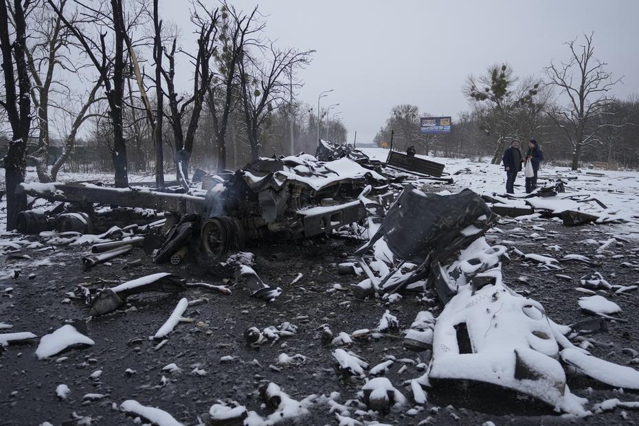 A Russian military vehicle that was destroyed in Kharkiv, Ukraine.