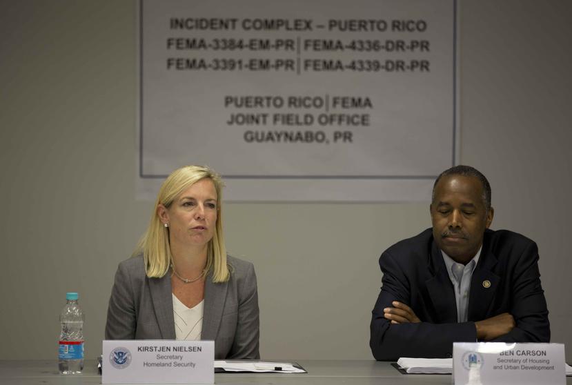 Nielsen llegó a Puerto Rico a eso del mediodía de hoy para ver los trabajos de recuperación liderados por FEMA.