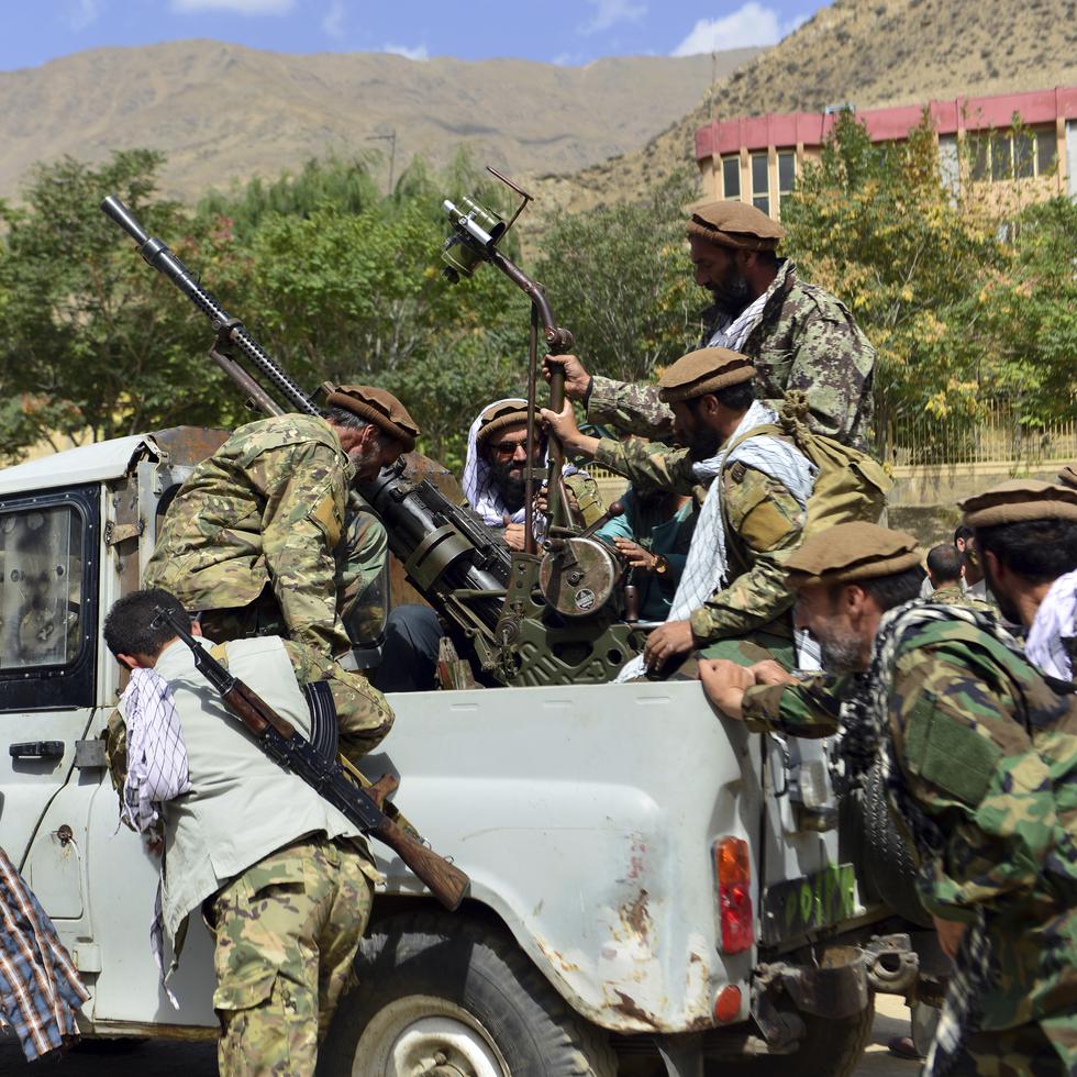 Combatientes opositores al Talibán en la provincia Panshir, en Afganistán.