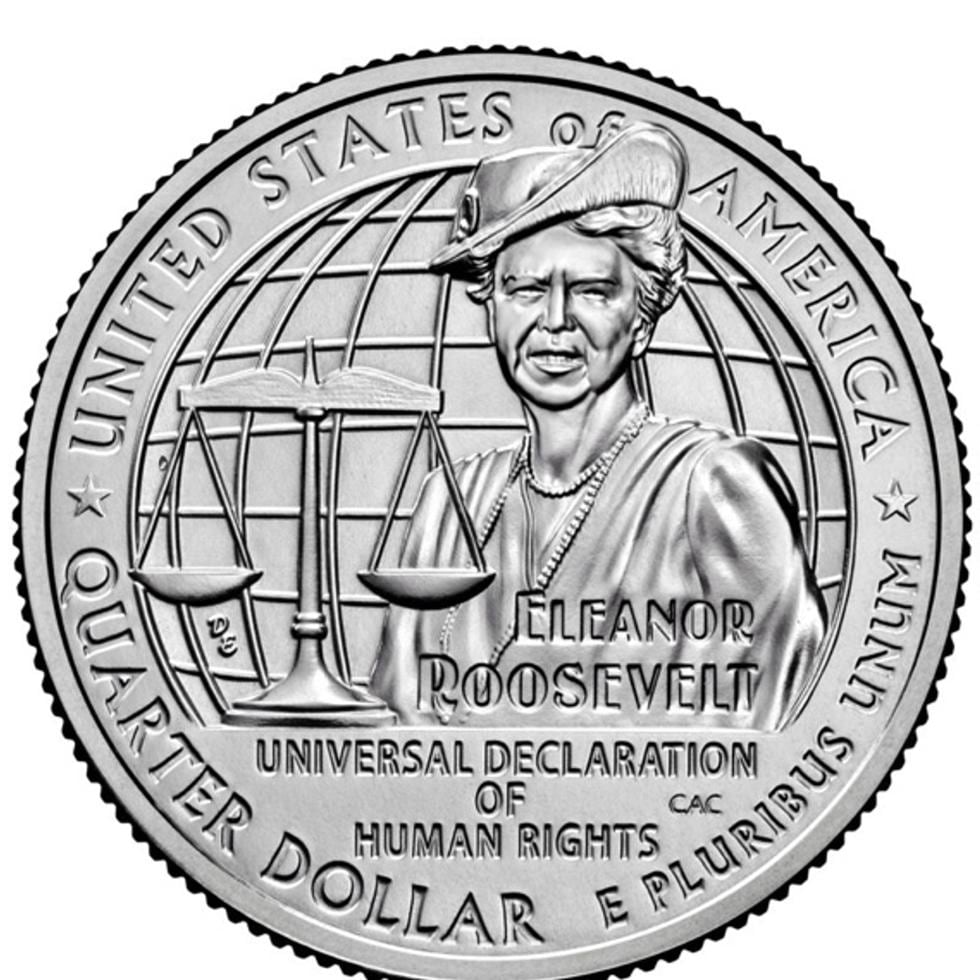 Reverso de la peseta dedicada a Eleanor Roosevelt, suministrada para columna sobre numismática.