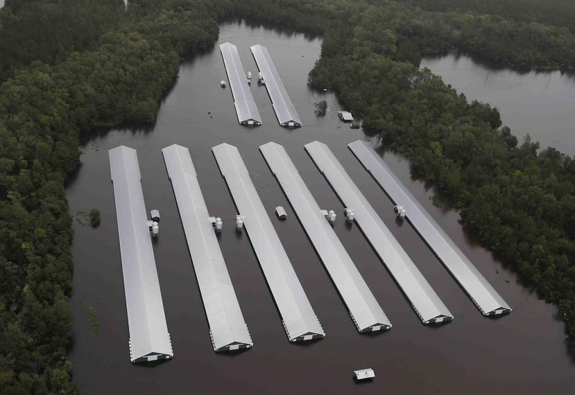 Las altas cantidades de precipitación depositadas por la tormenta tropical Florence causaron inundaciones en múltiples regiones de ambos estados. (AP / Steve Helber)
