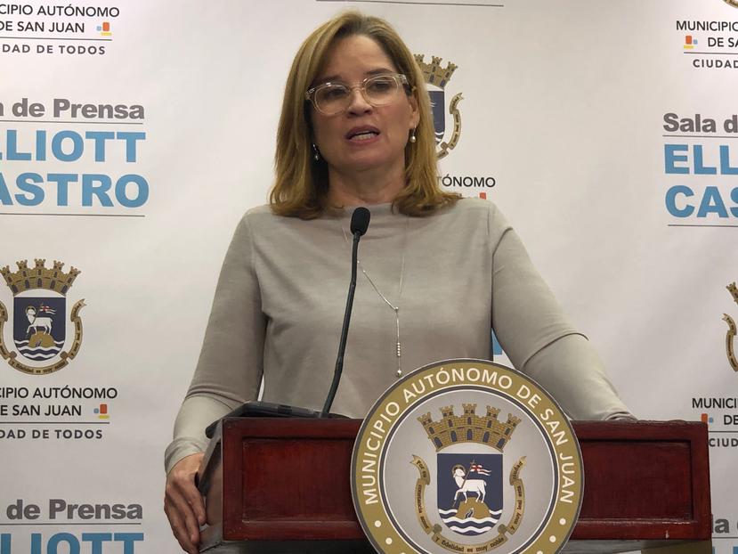 La alcaldesa de San Juan, Carmen Yulín Cruz, durante la conferencia de prensa. (David Cordero)