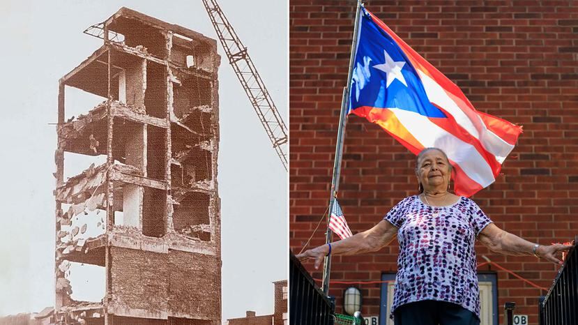 A la izquierda, a principios de los años 70, derrumbaron edificios deteriorados para reconstruir a Villa Victoria. A la derecha, en 2023, Petra Maldonado Burgos, natural del pueblo de Las Piedras, vive en esta comunidad de Boston desde hace 25 años.