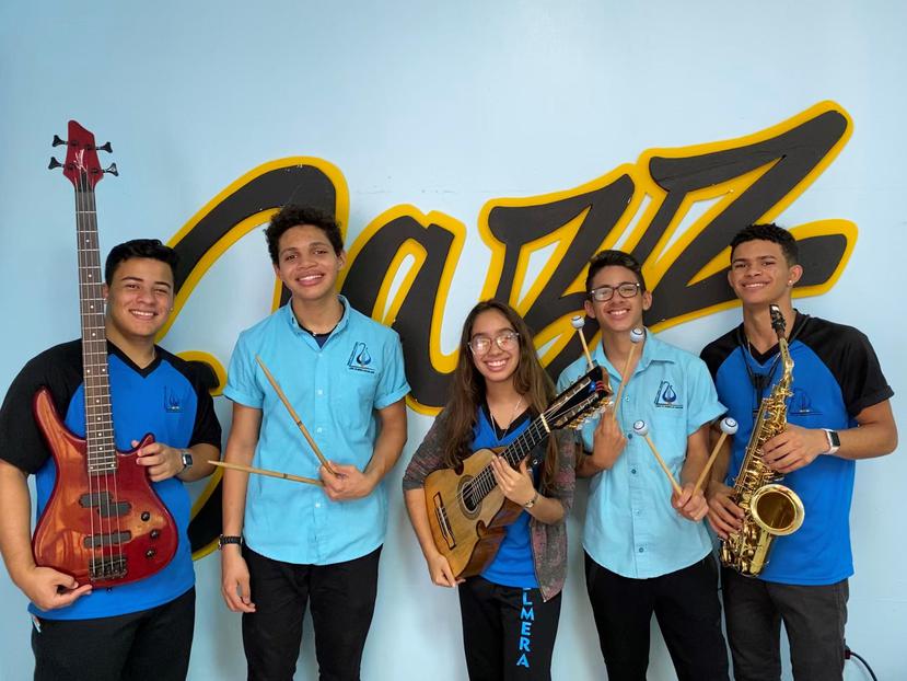 Daniel Vazquez, Héctor Falú, Fabiola Muñoz,Yomar Ramírez y Jeriel Sanjurjo forman el grupo de jazz que va a representar a la isla en Estados Unidos. (Suministrada)