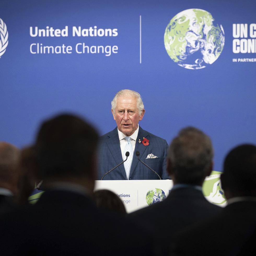 El entonces príncipe Charles en la cumbre COP26 en Glasgow, Escocia, el 2 de noviembre del 2021.