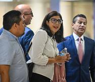 La representante Mariana Nogales Molinelli, del Movimiento Victoria Ciudadana, llega al Tribunal de San Juan para la radicación de cargos del FEI.