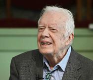 Jimmy Carter sonríe durante una clase que imparte en la Iglesia Bautista Maranatha en Plains, Georgia. (AP/John Amis)