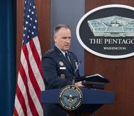 El vocero del Pentágono, general de la fuerza aérea Patrick Ryder, informa a la prensa en el Pentágono, Washington, 8 de junio de 2023. (AP Foto/Alex Brandon)
