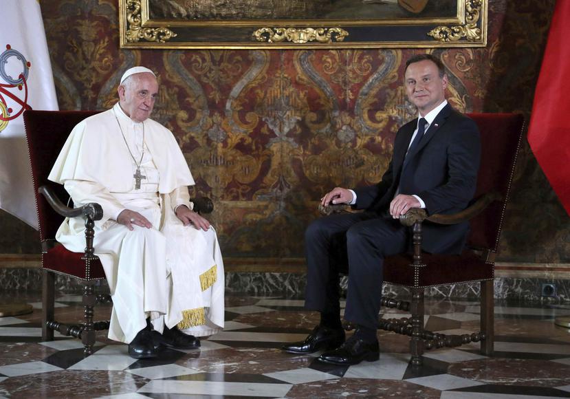 El papa Francisco y el presidente polaco, Andrzej Duda.