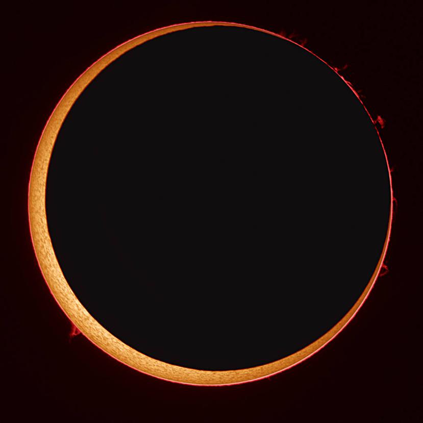 Fotografía de un eclipse anular solar. Crédito: Administración Nacional de la Aeronáutica y del Espacio (NASA).