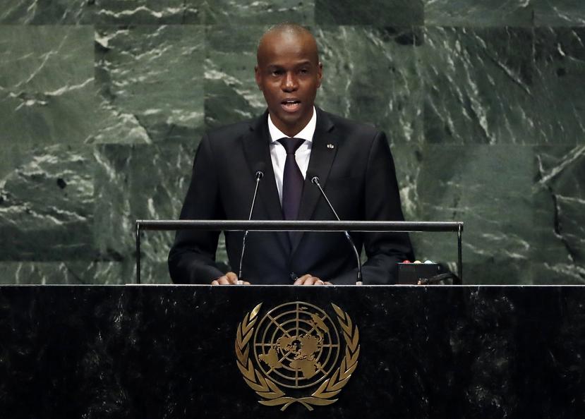 El presidente haitiano Jovenel Moïse da un mensaje ante la Asamblea General de la ONU, el 27 de septiembre de 2018, en la sede de la organización en Nueva York.