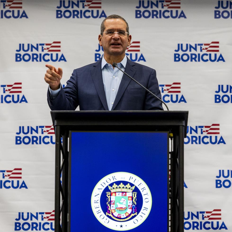 El gobernador Pedro Pierluisi durante la presentación en el Centro de Convenciones de la iniciativa de GFR Media denominada Junte Boricua, con la que se espera la visita a Puerto Rico, entre el 1 de mayo y el 31 de agosto, de cerca de 50,000 puertorriqueños residentes en Estados Unidos.
