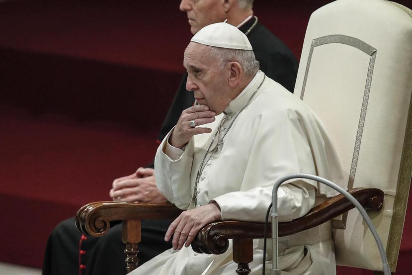 El papa Francisco preside su tradicional audiencia general de los miércoles en el Vaticano. (EFE / Giuseppe Lami)