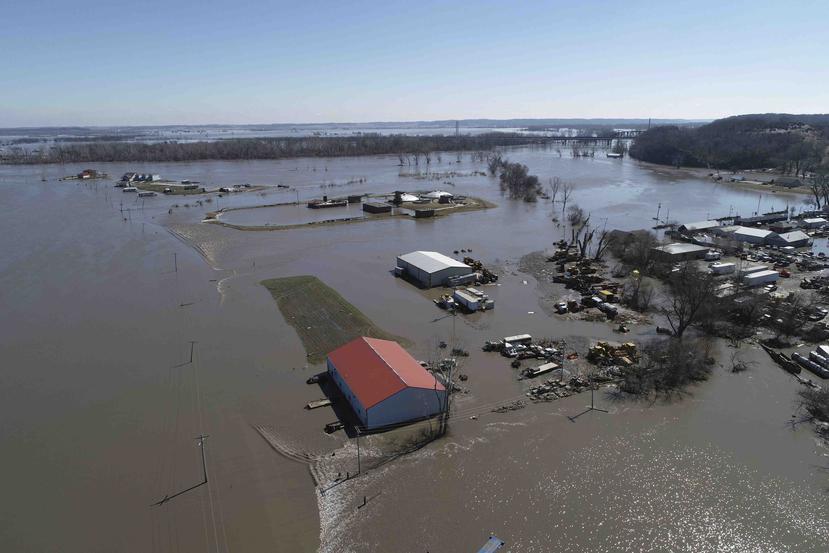Una inundación cerca del río Platte en Plattsmouth, Nebraska. (AP)