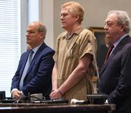 Alex Murdaugh sentenced to life in prison after conviction in double murder trial during his sentencing at the Colleton County Courthouse in Walterboro, S.C., on Friday, March 3, 2023 after he was found guilty on all four counts.  (Andrew J. Whitaker/The Post And Courier via AP, Pool)