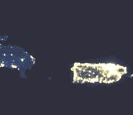 Imagen nocturna del 2016 de Puerto Rico y el Caribe captada desde satelites de la NASA. (Google Earth)