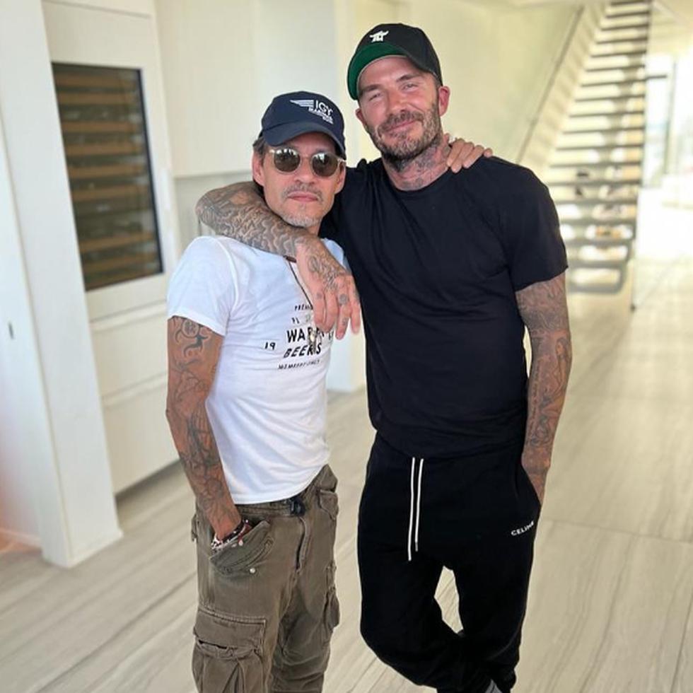 Marc Anthony  junto a David Beckham. (Instagram)