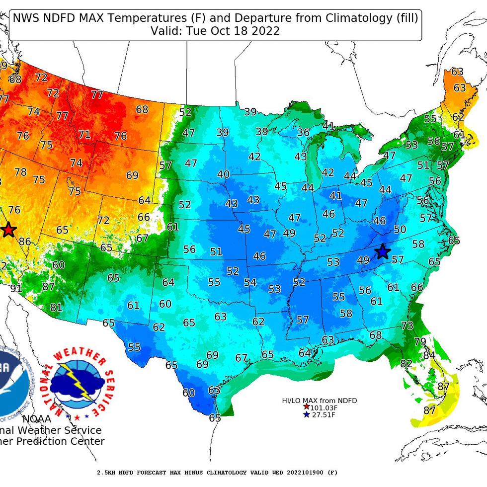 El mapa muestra las temperaturas máximas pronosticadas para esta semana.