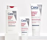 CeraVe ofrece la línea Diabetics’ Dry Skin Relief con Cleansing Wash, Hand & Foot Cream y Moisturizing Cream.