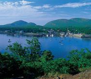 Vista panormámica de Bar Harbor, Maine, un pueblito porteño de Nueva Inglaterra con alrededor de 5,500 residentes.