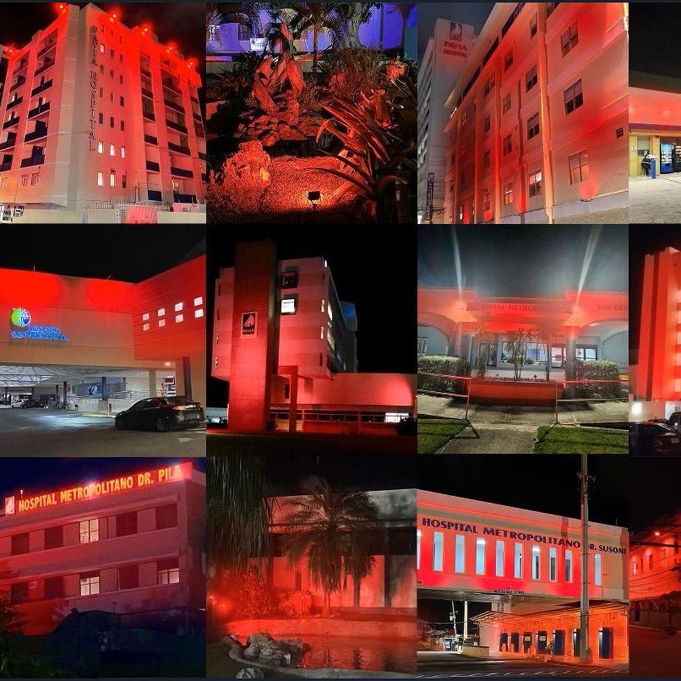 Durante el mes de febrero, Metro Pavia Health System iluminó de rojo sus trece instituciones hospitalarias para concienciar sobre las enfermedades cardiovasculares