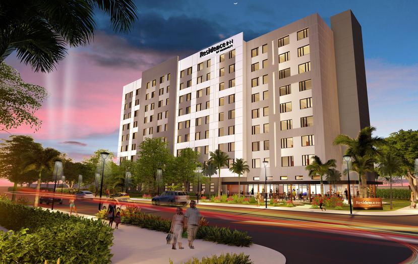 Representación de cómo quedará el hotel Residence Inn by Marriott que se construye en Isla Verde de la mano de la firma constructora Interlink. (Suministrada)