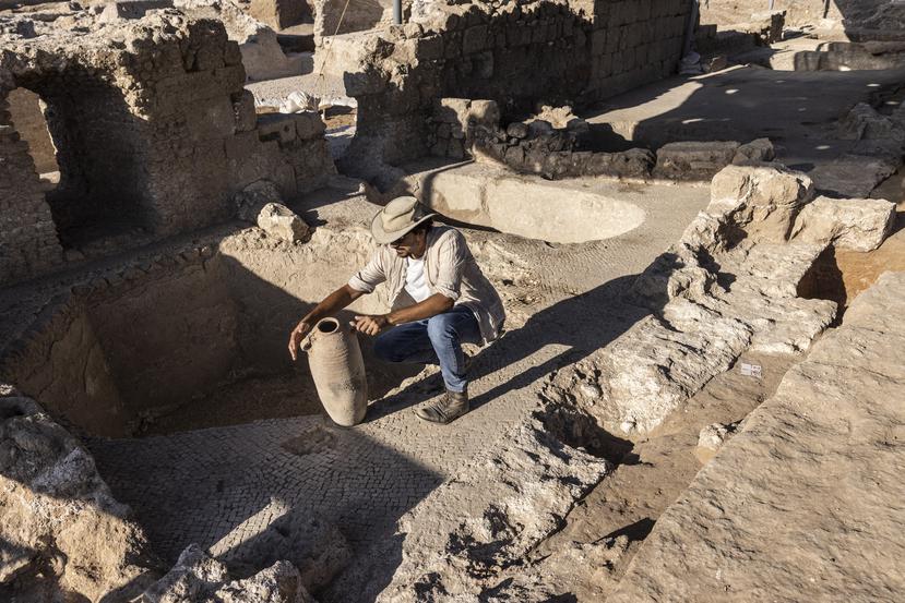 El lugar donde se descubrieron antiguas bodegas de vino en Yavne, Israel, el 11 de octubre del 2021.