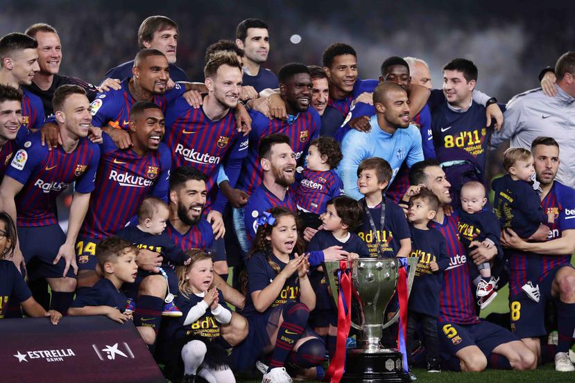 El Barca ganó el sábado el título de la liga española. (AP)