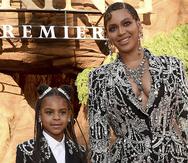 Beyoncé, a la derecha, y su hija Blue Ivy Carter llegan al estreno mundial de "The Lion King" en Los Angeles el 9 de julio de 2019.
