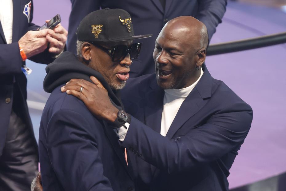 Dennis Rodman and Michael Jordan were two legends of the Chicago Bulls dynasty in the 1990s. 