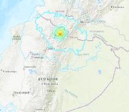 Mapa del lugar donde registró el sismo en Ecuador.