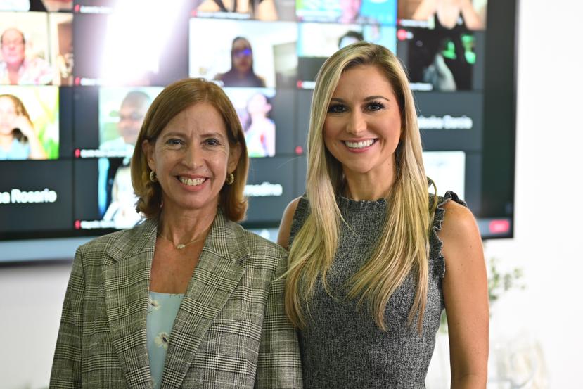 Carmen Pagán (izq.), primera vicepresidenta de Cumplimiento de FirstBank, y Natalia Bonderenko, directora empresarial de INprende.