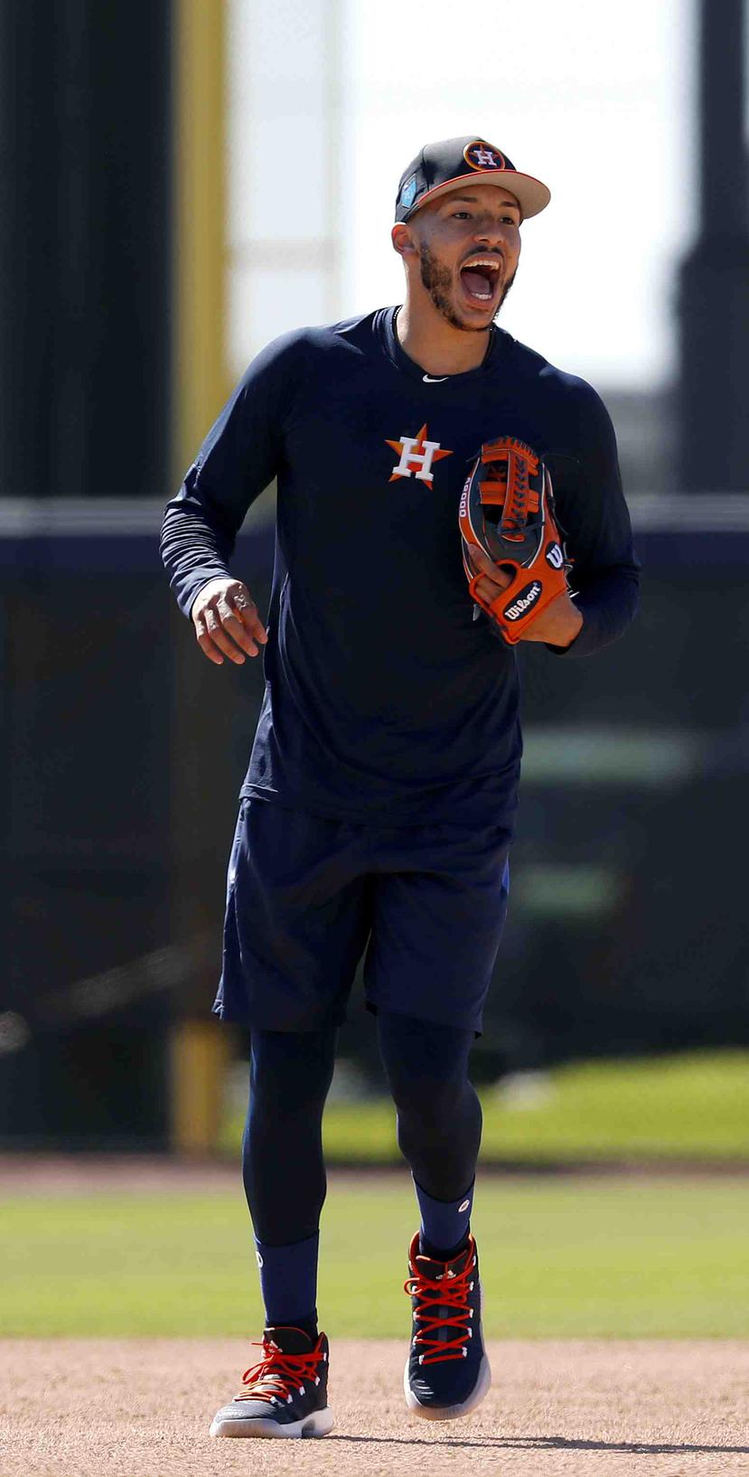 Carlos Correa durante los entrenamientos primaverales de los Astros. (AP)
