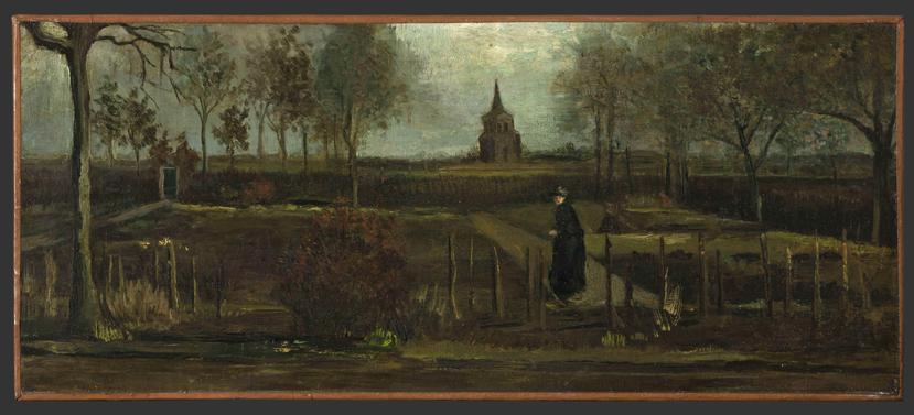 Imagen del cuadro “El jardín de la casa parroquial en Nuenen en la primavera” (1884), de Van Gogh, robado del museo. (AP)