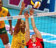 Walewska Oliveira durante su participación en un Mundial con la selección de Brasil.