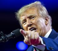 Former President Donald Trump speaks at the Conservative Political Action Conference, CPAC 2023, Saturday, March 4, 2023, at National Harbor in Oxon Hill, Md. (AP Photo/Alex Brandon)