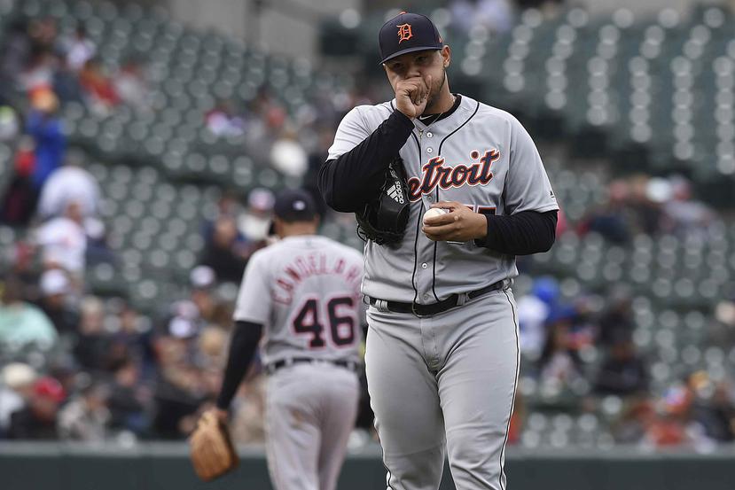 Joe Jiménez salvó nueve partidos en el 2019 con los Tigers de Detroit, pero su función primordial fue como preparador. (Archivo AP)