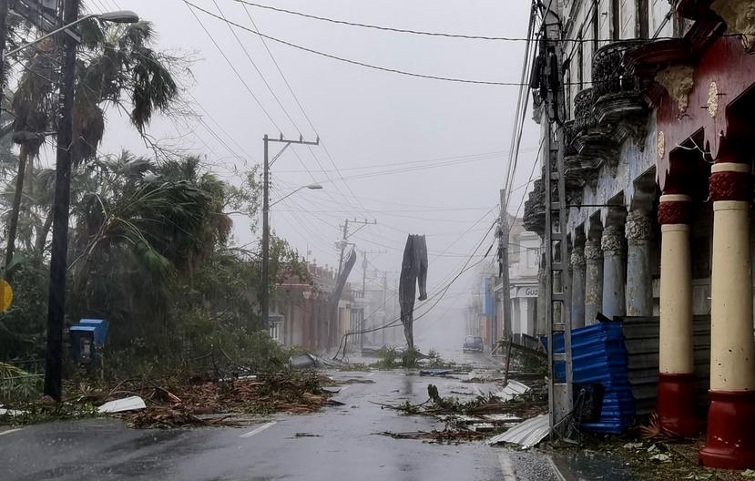 Destrozos dejados por el paso del huracán Ian el 27 de septiembre de 2022, en Cuba.
