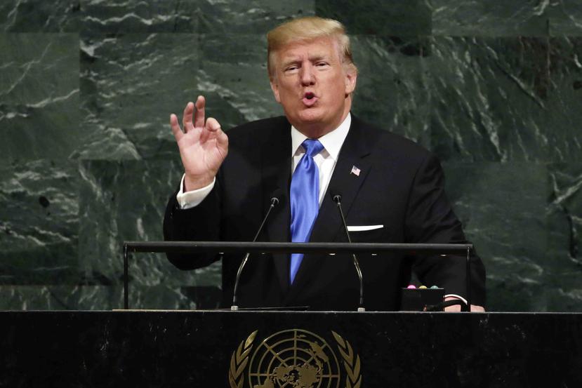 El presidente Donald Trump habla desde la tribuna de la Asamblea General de Naciones Unidas. (AP)