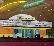 “Roosevelt”, 48″x 72″ obra en honor al cine Roosevelt, del artista Bobby Cruz, que formará parte de la exhibición por el  quinto aniversario de Generación Reactiva en Galería Petrus.