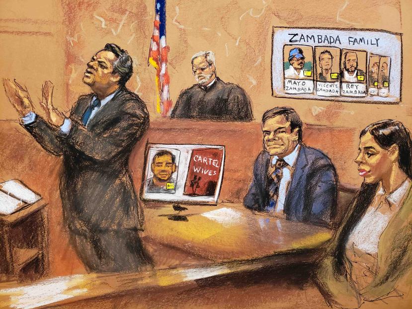 Ilustración de archivo del juicio contra "El Chapo". (EFE/Jane Rosenberg)