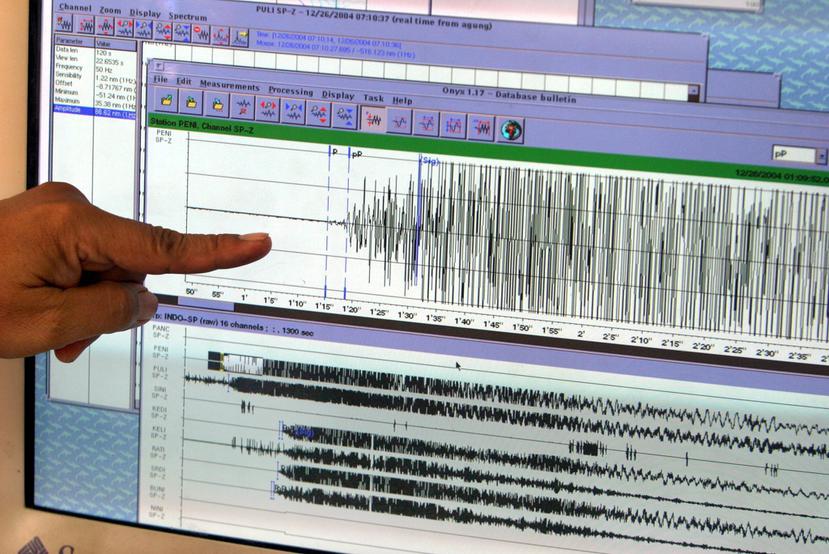 Sismógrafo que muestra la fluctuación de magnitud de un temblor.