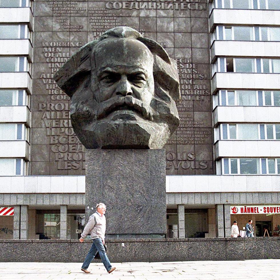 A stone sculpture of Karl Marx, founder of the communist movement, is seen in the eastern German town of Chemnitz Friday, Sept. 11, 1998. More than any other city, the former Karl-Marx-Stadt is a monument to east GermanyÕs communist past What remains in the city, which reclaimed its pre-communist name of Chemnitz after the Berlin Wall fell, is the husk of a discarded Communist system. ThereÕs not a glimmer of the promises voiced and implied when democracy and capitalism arrived nine years ago in a joyous swoop. It is eastern GermanyÕs fourth largest city, but by no measure does it reflect the prosperity of EuropeÕs richest country. (AP Photo/Klaus Jedlicka)