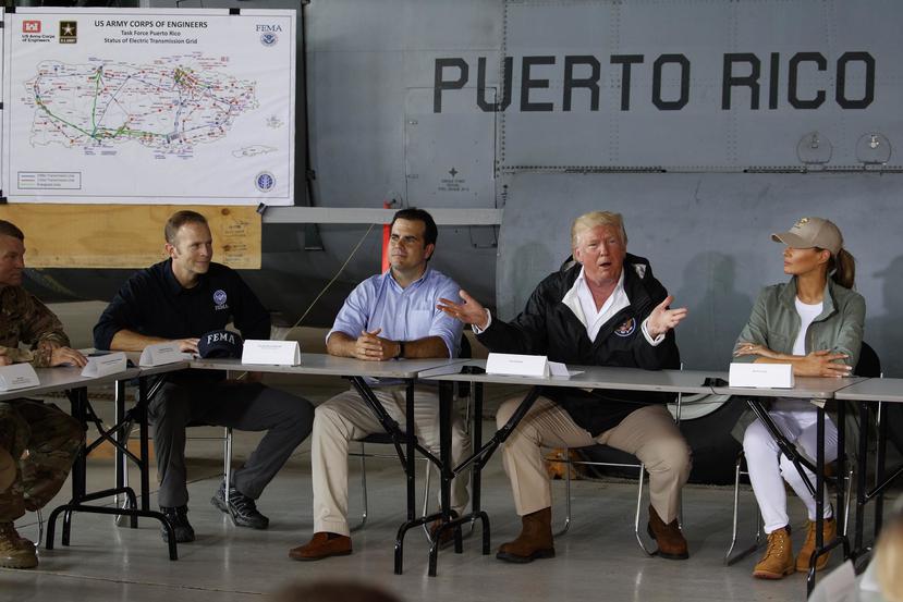 “Every death is a horror, but if you look at a real catastrophe like Katrina, and you look at the hundreds and hundreds of people that died, and you look at what happened here with a storm that’s just totally overpowering,” said Trump,   (AP)