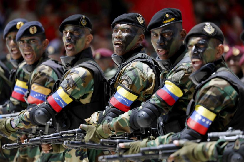 Soldados marchan durante un desfile militar que conmemora el Día de la Independencia en Caracas, Venezuela, el viernes 5 de julio de 2019. (AP/Ariana Cubillos)