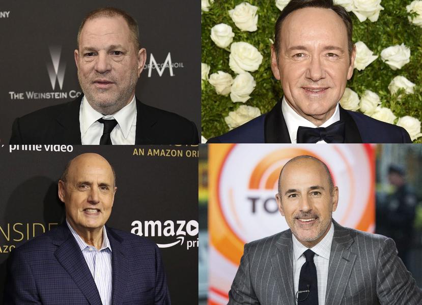Harvey Weinstein, Kevin Spacey, Jeffrey Tambor y el conductor Matt Lauer son algunos de los hombres del espectáculo señalados por acoso sexual.(foto especial AP)