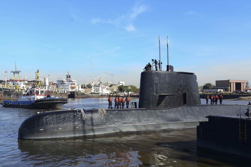 Esta fotografía muestra el submarino ARA San Juan atracado en un puerto de Argentina. (Marina de Argentina vía AP)