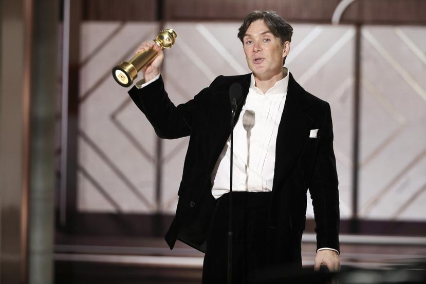 Cillian Murphy recibió el premio a mejor actor en una película de drama por "Oppenheimer"  en la 81a edición de los Golden Globes, el domingo 7 de enero de 2024, en el Hotel Beverly Hilton en Beverly Hills, California.